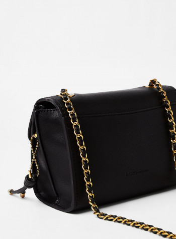 Flap Over Crossbody Bag Black