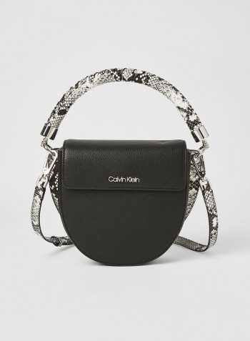 Snakeskin Detail Crossbody Bag Black Mix