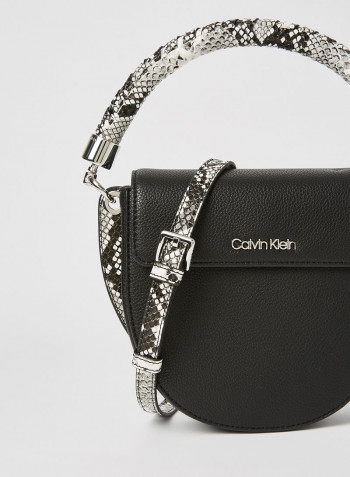 Snakeskin Detail Crossbody Bag Black Mix