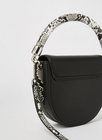 Snakeskin Detail Crossbody Bag Black Mix