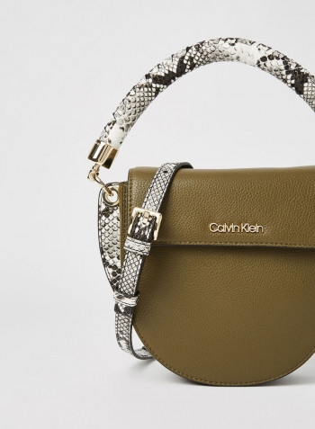 Snakeskin Detail Crossbody Bag Moss Mix