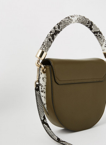 Snakeskin Detail Crossbody Bag Moss Mix