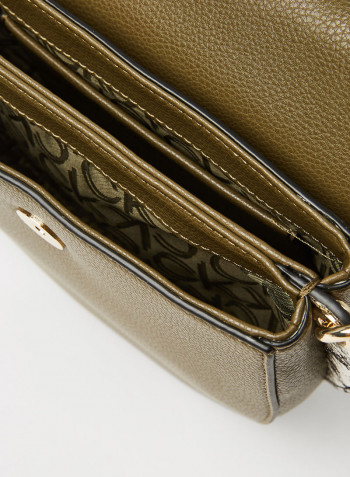 Snakeskin Detail Crossbody Bag Moss Mix