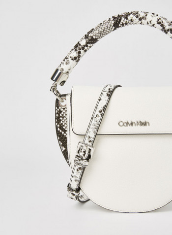 Snakeskin Detail Crossbody Bag White Mix