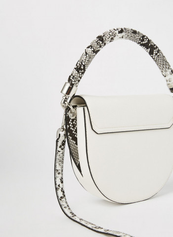 Snakeskin Detail Crossbody Bag White Mix