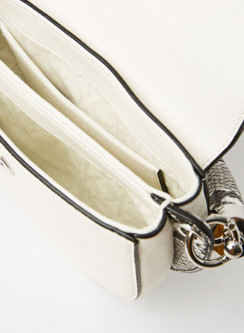 Snakeskin Detail Crossbody Bag White Mix