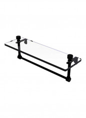 Vanity Glass Shelf With Towel Bar Clear/Matte Black 16inch
