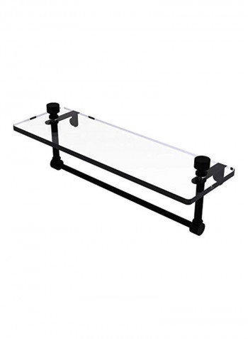 Vanity Glass Shelf With Towel Bar Clear/Matte Black 16inch
