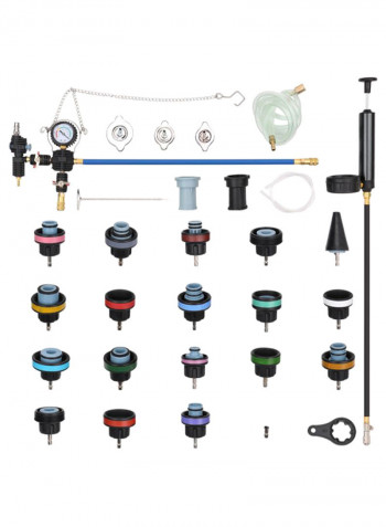 28-Piece Universal Radiator Pressure Tester Detector Kit Multicolour