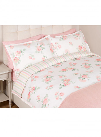 Alberine Printed Duvet Cover With Pillowcase Fabric Pink/White/Green 260 x 220centimeter