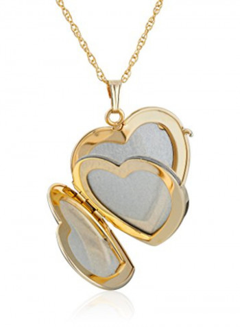 14K Gold Engraved Heart Locket Necklace