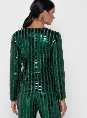 Sequin Stylish  Jacket Green