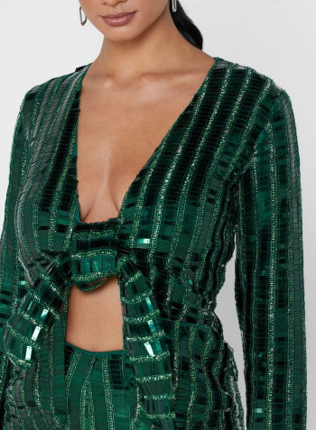 Sequin Stylish  Jacket Green