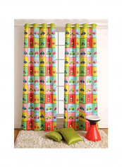 2-Piece Digital Print Door Curtain Blue/Red/Yellow 48x84inch