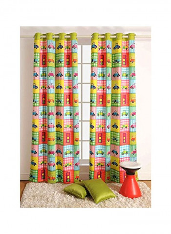 2-Piece Digital Print Door Curtain Blue/Red/Yellow 48x84inch
