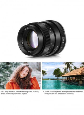 F1.2 Manual Focus Camera Lens Large Aperture Black