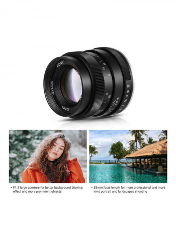 F1.2 Manual Focus Camera Lens Large Aperture Black