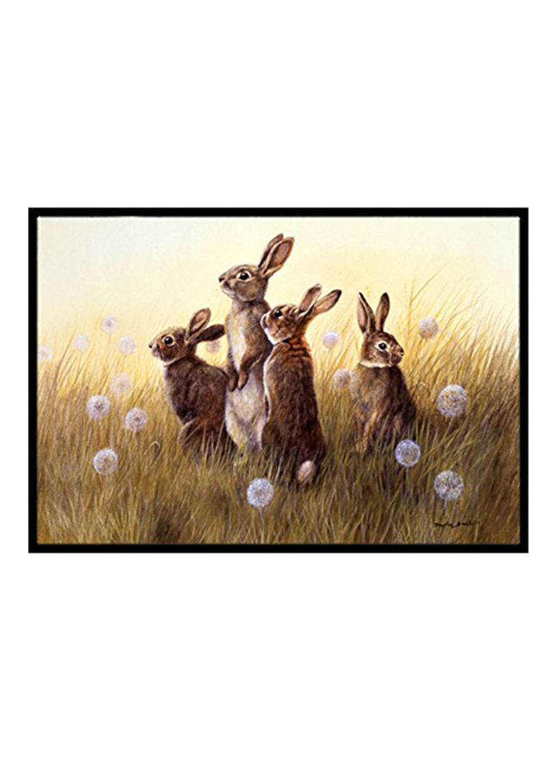 Rabbits In The Dandelions Printed Doomat Multicolour