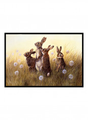 Rabbits In The Dandelions Printed Doomat Multicolour