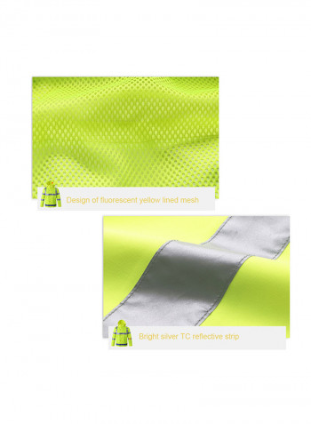 Waterproof Reflective Safety Rain Jacket With Detachable Down Hood Fluorescent yellow L