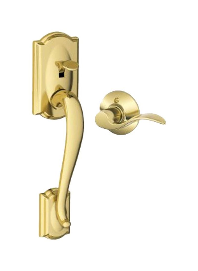 Lock Company Camelot Front Entry Handle Accent Left-Handed Interior Lever Bright Brass