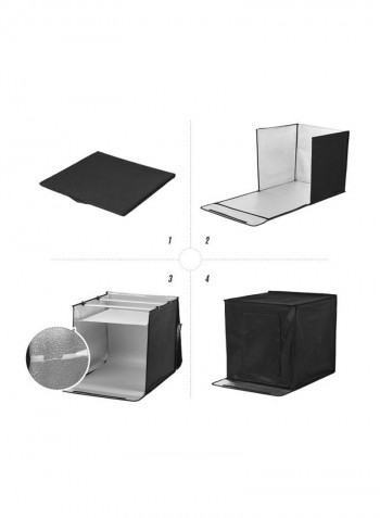 Foldable Tabletop Light Box With 126-Piece LED Lights And 3 Colour Backdrops Black