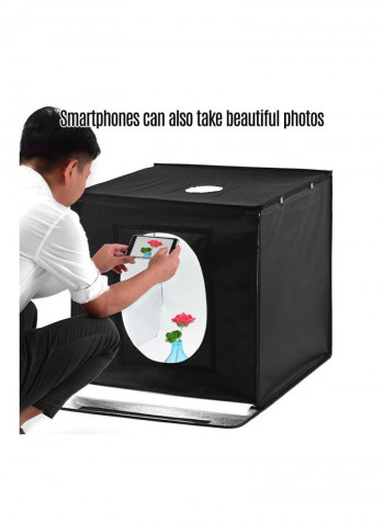 Foldable Tabletop Light Box With 126-Piece LED Lights And 3 Colour Backdrops Black