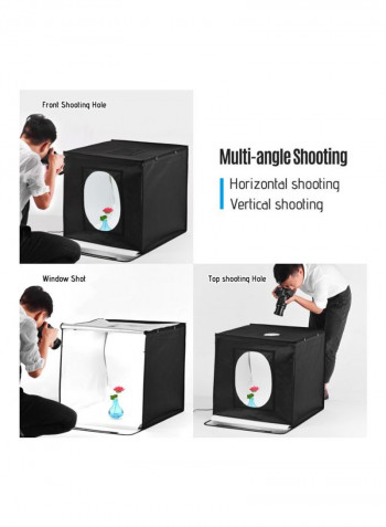 Foldable Tabletop Light Box With 126-Piece LED Lights And 3 Colour Backdrops Black