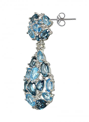 925 Sterling Silver Topaz Studded Teardrop Dangle Earrings