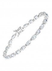 925 Sterling Silver Aquamarine Studded Tennis Bracelet