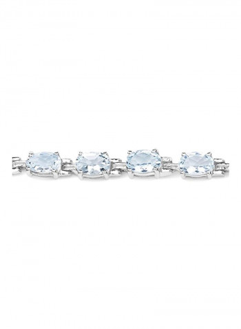 925 Sterling Silver Aquamarine Studded Tennis Bracelet
