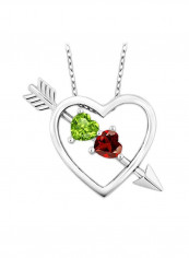 925 Sterling Silver 1.05 Ct Peridot And Garnet Stone Studded Pendant Necklace
