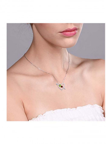 925 Sterling Silver 1.05 Ct Peridot And Garnet Stone Studded Pendant Necklace