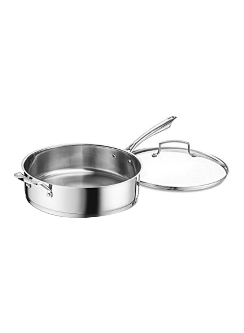 Stainless Steel Skillet With Lid Silver 6Quart