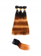3-Piece Brazilian Straight Hair Extension Set Blonde/Black