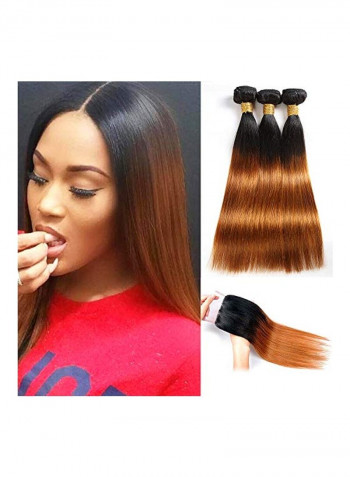3-Piece Brazilian Straight Hair Extension Set Blonde/Black
