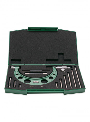Outside Micrometer With Interchangeable Anvils Green/Silver 0-150milimeter