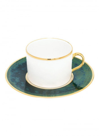 8-Piece Tea Set Green/White 90ml