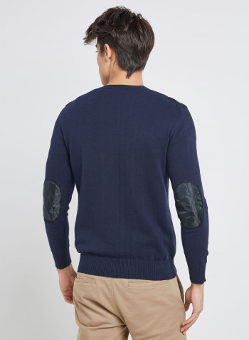 Full Sleeve Casual Design Pullover Navy Blue
