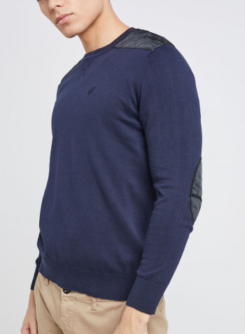 Full Sleeve Casual Design Pullover أزرق كحلي