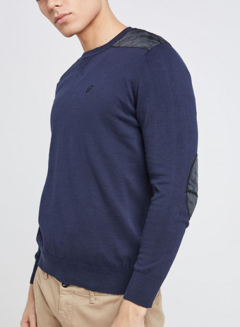 Full Sleeve Casual Design Pullover Navy Blue