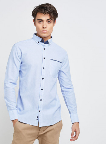 Full Sleeve Casual Cotton Shirt Blue Light