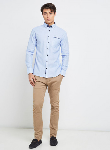 Full Sleeve Casual Cotton Shirt Blue Light