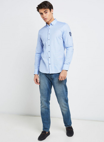 Full Sleeve Casual Cotton Shirt Blue