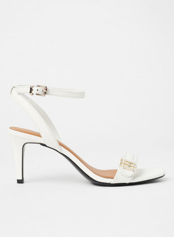 Monogram Ankle Strap Leather Sandal Ecru