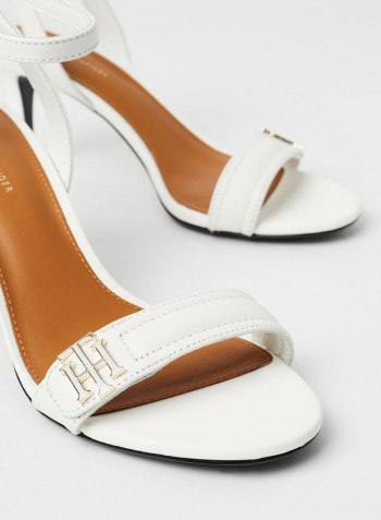 Monogram Ankle Strap Leather Sandal Ecru