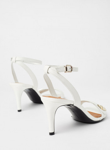 Monogram Ankle Strap Leather Sandal Ecru