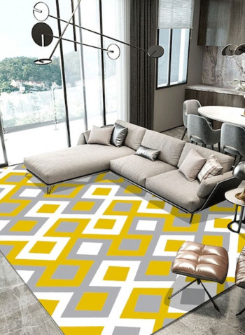 Living Room Floor Simple Geometric Print Rectangle Anti-Skid Rug Yellow 140*200(W*L)cmcm