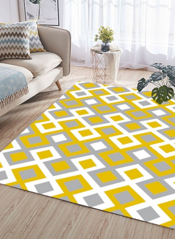 Living Room Floor Simple Geometric Print Rectangle Anti-Skid Rug Yellow 140*200(W*L)cmcm