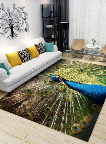 1 Piece Rug Soft Rectangle Peacock Print Living Room Bedside Floor Mat multicolour 140*200(W*L)cmcm